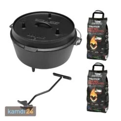 Camp Chef Deluxe Dutch Oven DO-12 + TOM COCO Grill-Kokoskohlebriketts 2er-Pack