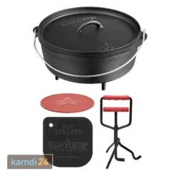 Camp Chef Set: Classic Dutch Oven SDO-12 Mit Profi-Deckelheber, Hot Pad Und Reinigungsschaber