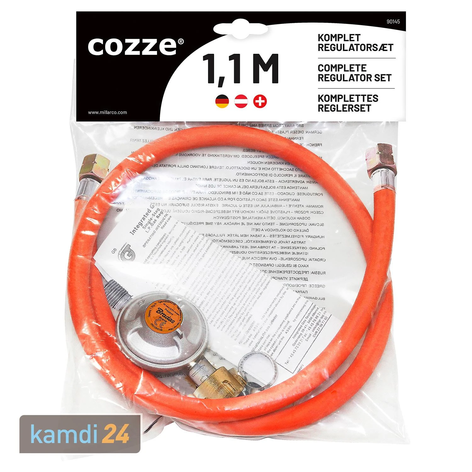 Cozze Gasdruckregler 50 Mbar Mit 1,1 M Schlauch 4 Cozze Gasdruckregler 50 Mbar Mit 1,1 M Schlauch – Bild 2