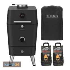 Everdure 4K Holzkohlegrill Graphite + Abdeckhaube + 6 Kg TOM COCO Kokoskohle-Briketts
