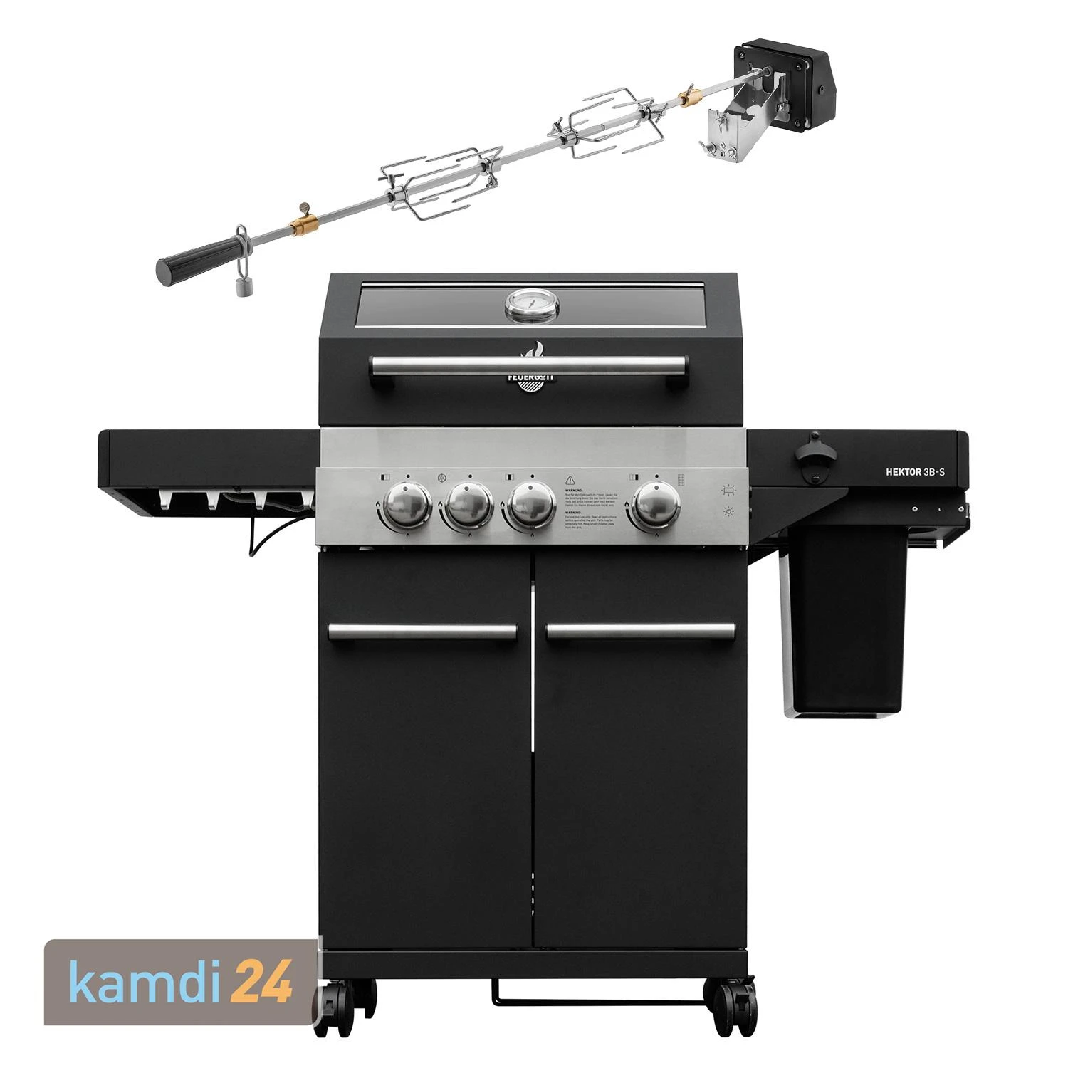 Feuergott Gas-Grillstation Hektor 3B-S Inkl. Abdeckhaube + Drehspieß 3 Feuergott Gas-Grillstation Hektor 3B-S Inkl. Abdeckhaube + Drehspieß