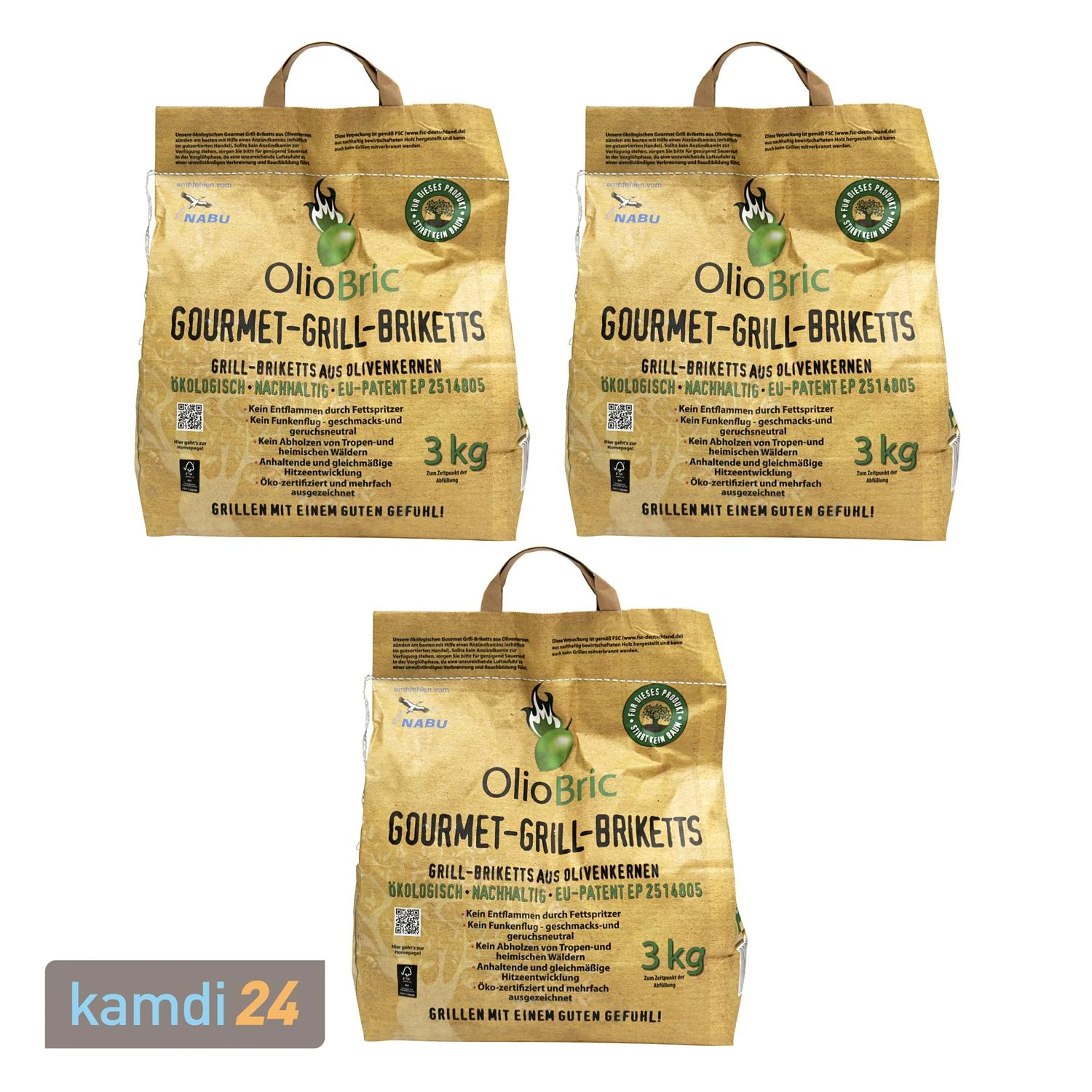 OlioBric Grill-Briketts, Eiform, 3 X 3 Kg (9 Kg) 4 OlioBric Grill-Briketts, Eiform, 3 X 3 Kg (9 Kg) – Bild 2