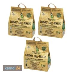 OlioBric Grill-Briketts, Eiform, 3 X 3 Kg (9 Kg)