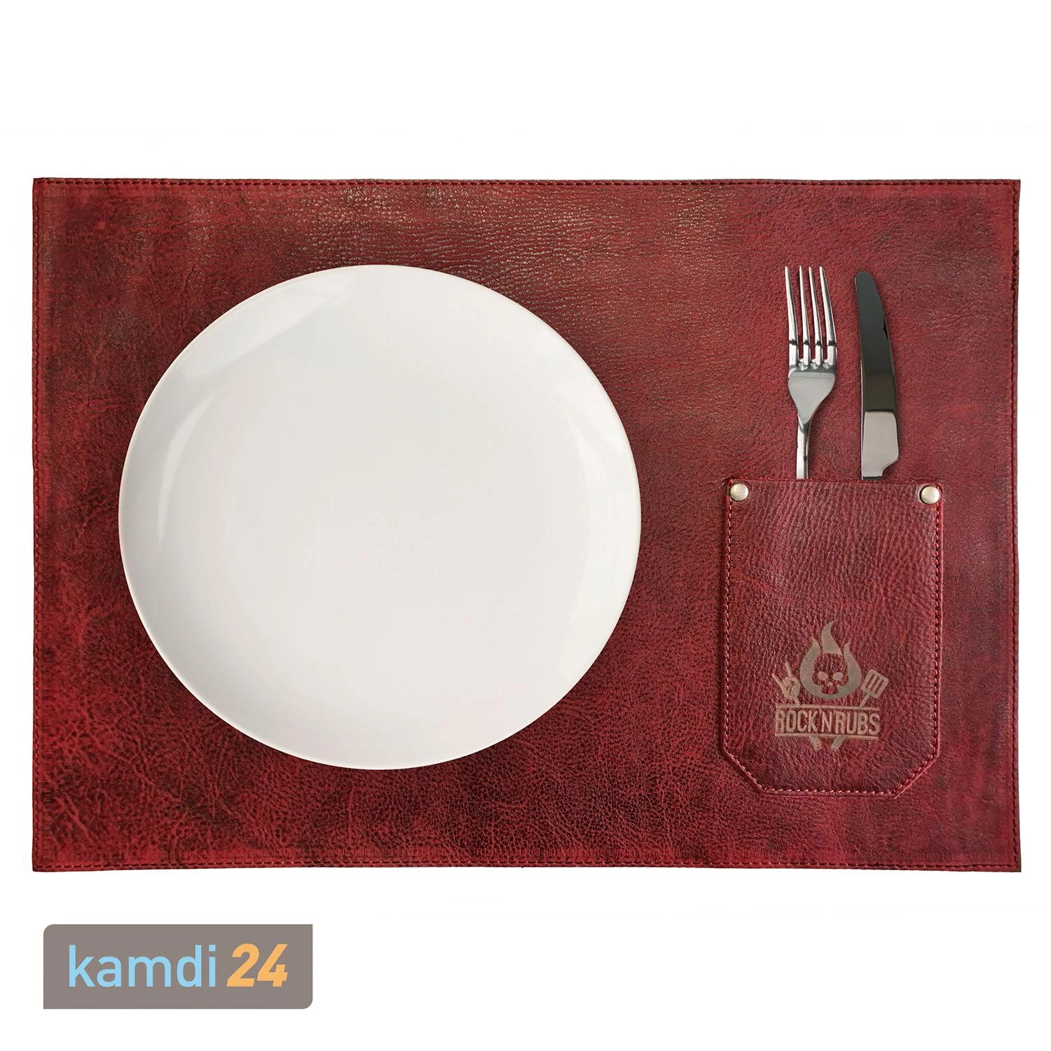 Rock'n'Rubs Tisch-Set Aus Leder Rot 4 Rock'n'Rubs Tisch-Set Aus Leder Rot – Bild 2