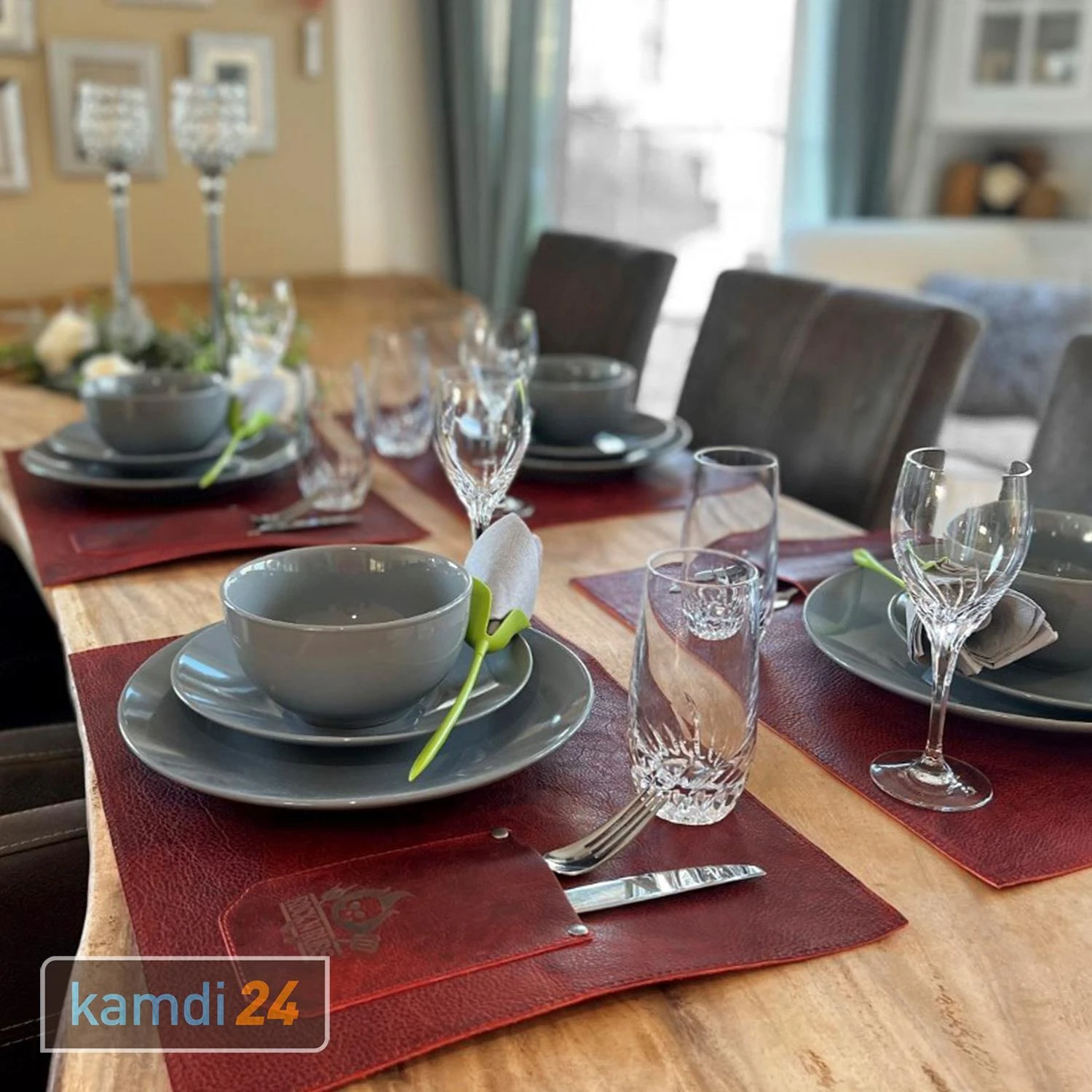 Rock'n'Rubs Tisch-Set Aus Leder Rot 5 Rock'n'Rubs Tisch-Set Aus Leder Rot – Bild 3