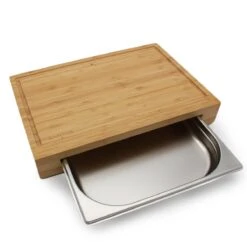 SANTOS Schneidebrett Bambus Mit Edelstahl-Auffangschale