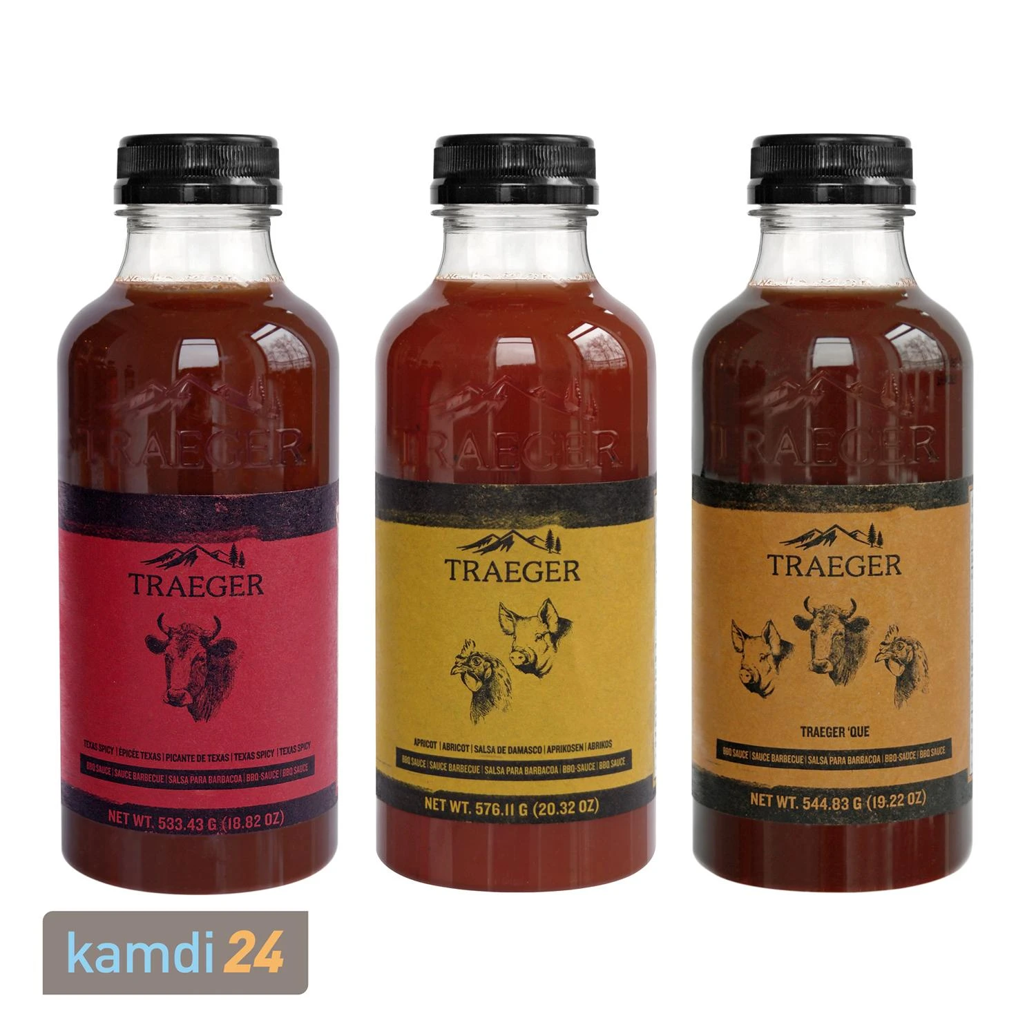 Traeger BBQ Soße 3er-Set: Texas Spicy, Apricot, Traeger'Que 3 Traeger BBQ Soße 3er-Set: Texas Spicy, Apricot, Traeger'Que